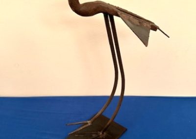 Metal sculpture Heron by Bill Heise, (16ʺW × 6ʺD ×17.5ʺH)