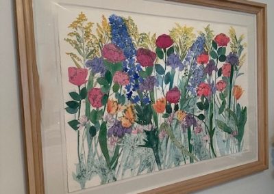 Giant Floral Watercolor, by Margaret Bedell, 53" wide x 38" tall.