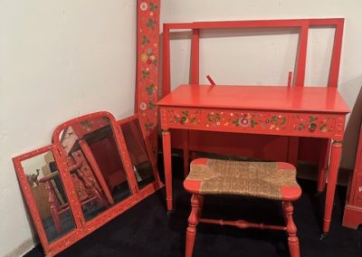 Mid-Century Dillingham twin bed, vanity with mirror and dresser.