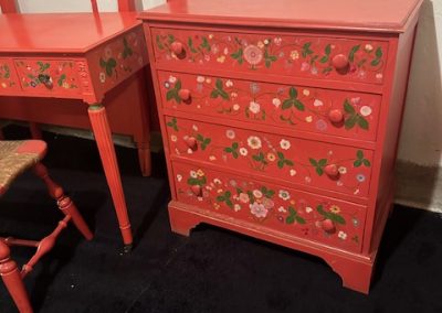 Mid-Century Dillingham twin bed, vanity with mirror and dresser.