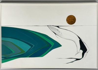 "Blue Whale" lithograph by American artist Peter Parnall, signed.